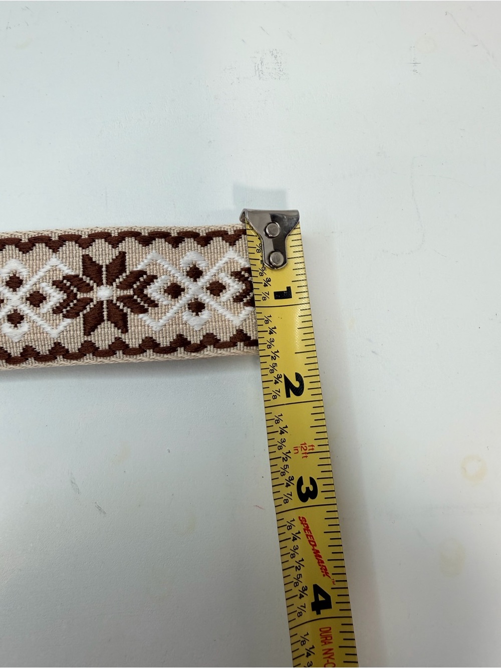 Nordic Jacquard Fabric Wristlet Keychain Woven Key Fob Lanyard 9" Tan Brown - Picture 4 of 4